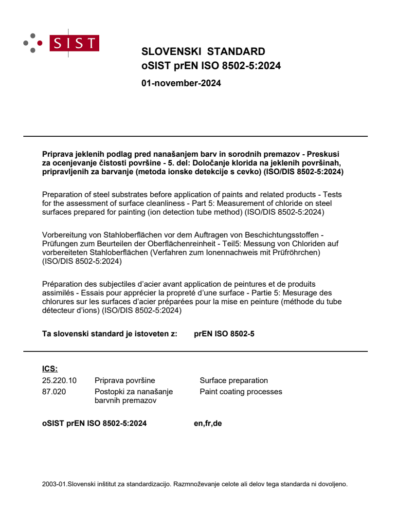 prEN ISO 8502-5:2024
