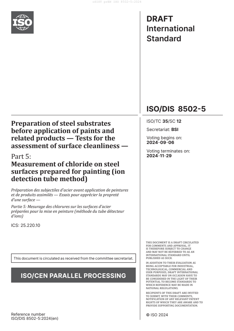 prEN ISO 8502-5:2024
