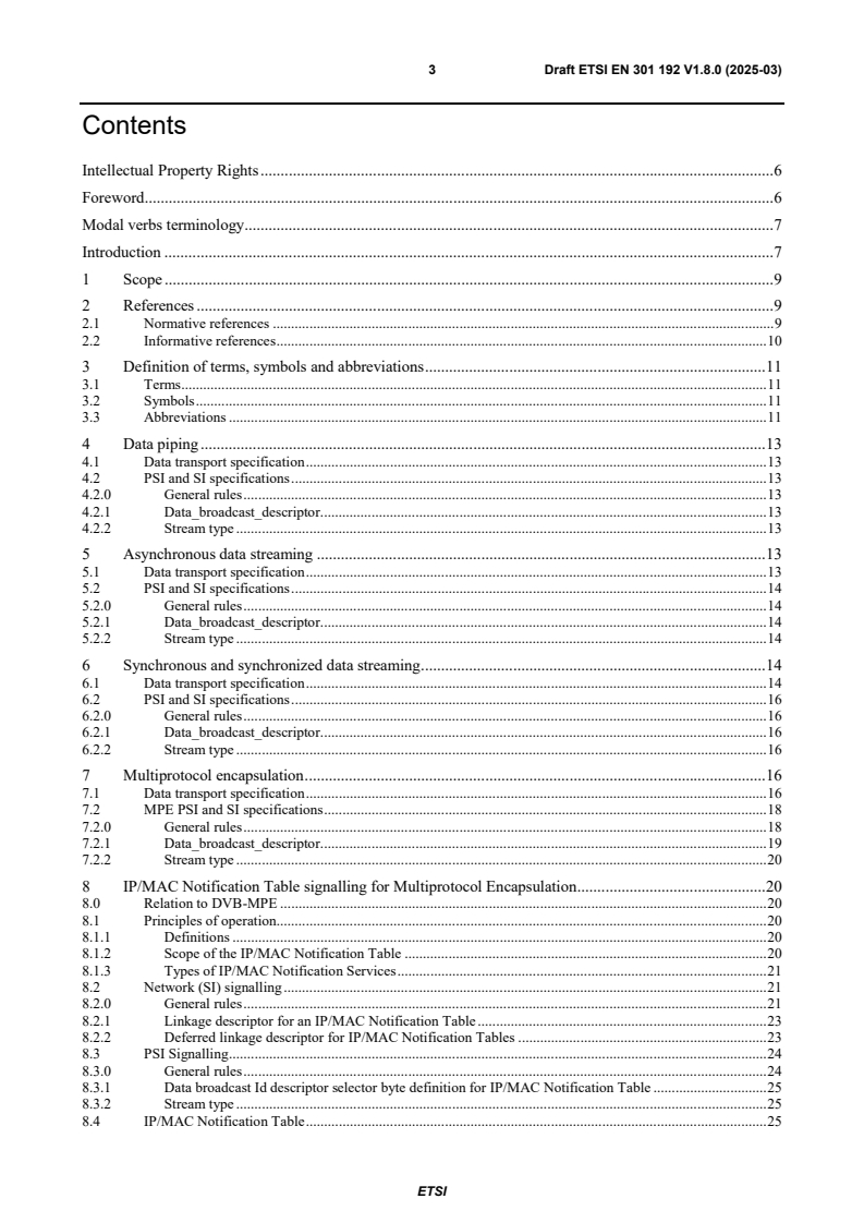 ETSI EN 301 192 V1.8.0 (2025-03) - Digital Video Broadcasting (DVB); DVB specification for data broadcasting