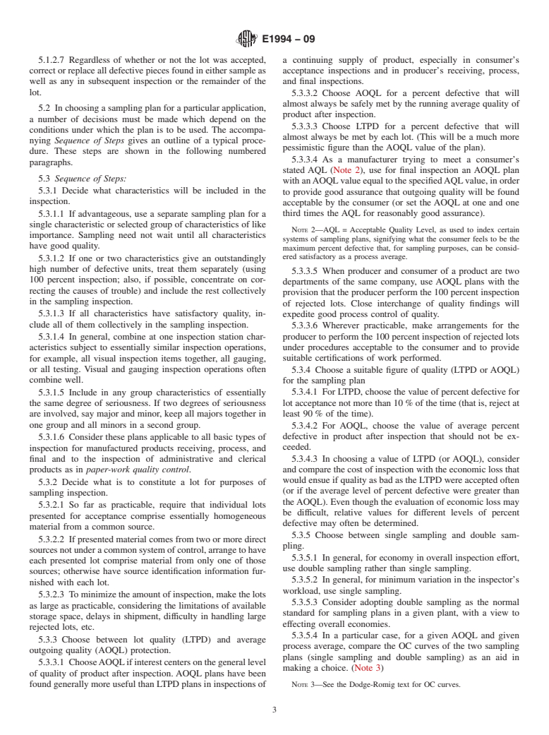 ASTM E1994-09 - Standard Practice for Use of Process Oriented AOQL and LTPD Sampling Plans