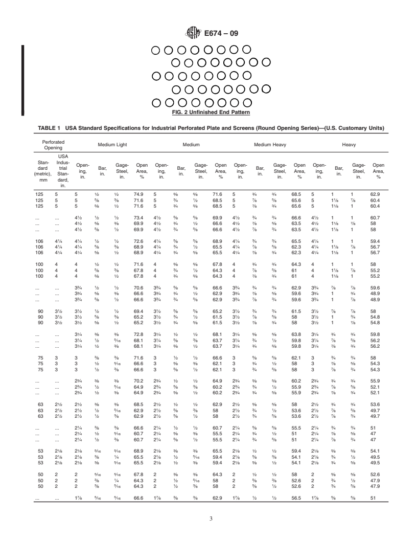 REDLINE ASTM E674-09 - Standard Specification for Industrial Perforated Plate and Screens (Round Opening Series)