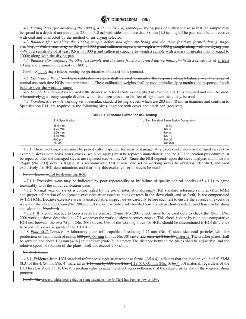 REDLINE ASTM D409/D409M-09a - Standard Test Method for Grindability of Coal by the Hardgrove-Machine Method