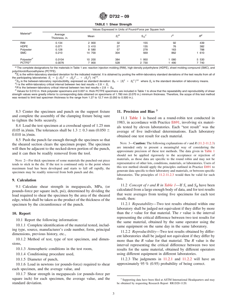 ASTM D732-09 - Standard Test Method for Shear Strength of Plastics by Punch Tool