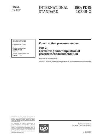 ISO/FDIS 10845-2:Version 13-okt-2020 - Construction procurement