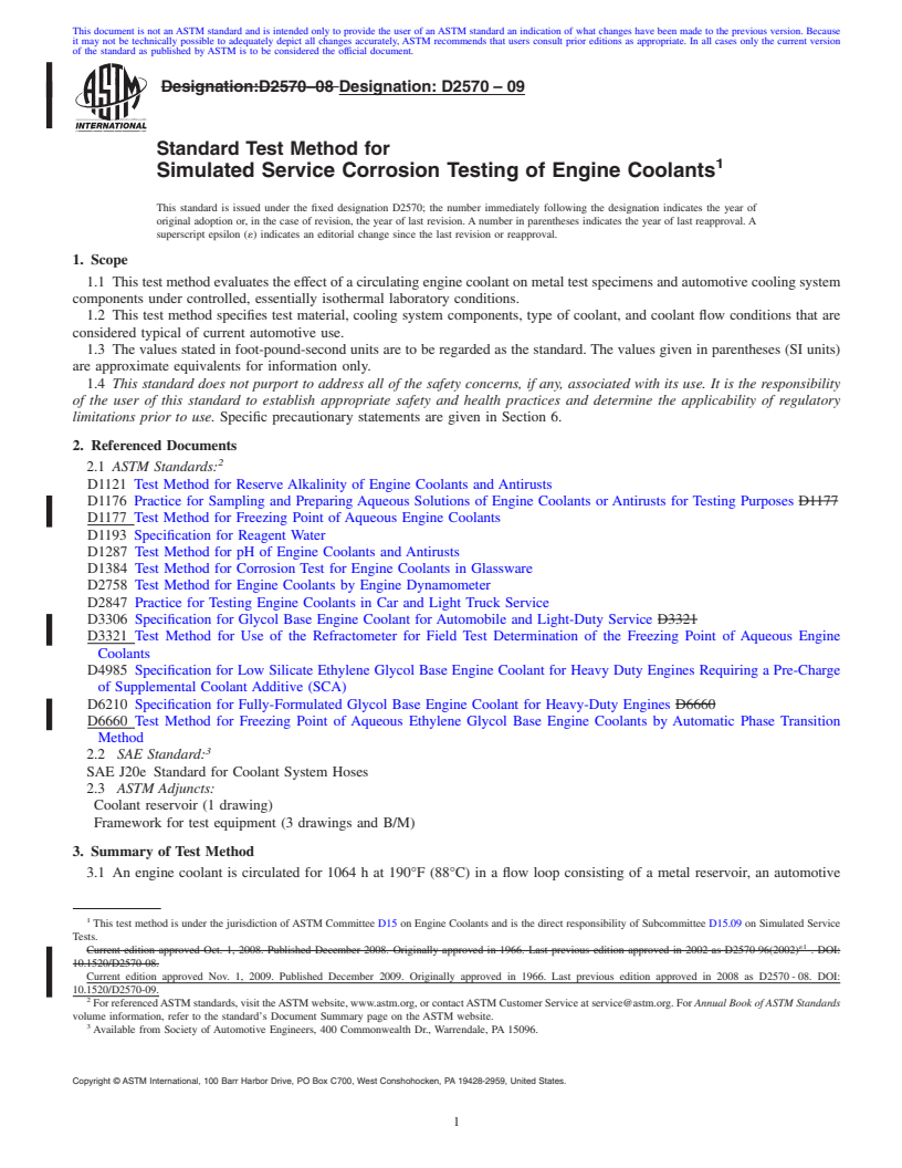 REDLINE ASTM D2570-09 - Standard Test Method for Simulated Service Corrosion Testing of Engine Coolants