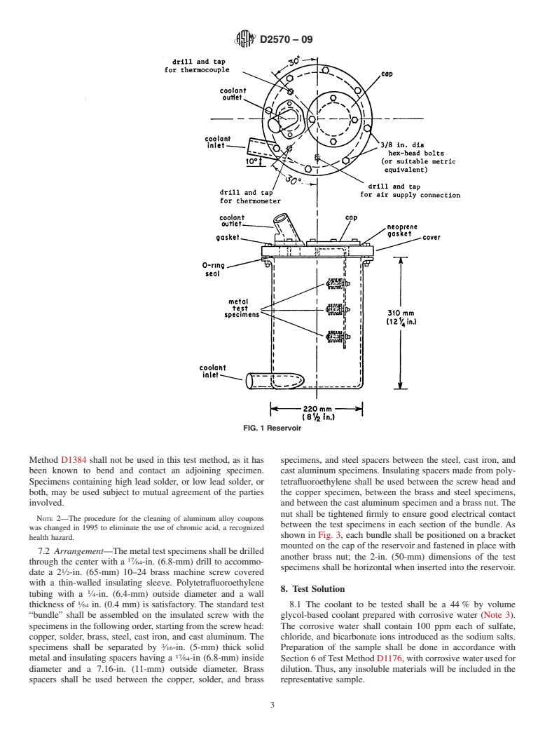 ASTM D2570-09 - Standard Test Method for Simulated Service Corrosion Testing of Engine Coolants