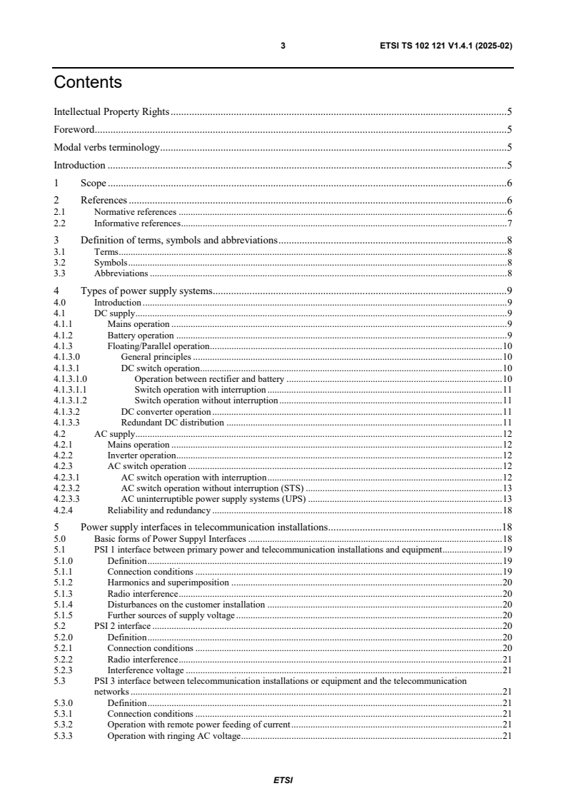 ETSI TS 102 121 V1.4.1 (2025-02) - Environmental Engineering (EE); Power distribution to telecommunications and datacom (ICT) equipment