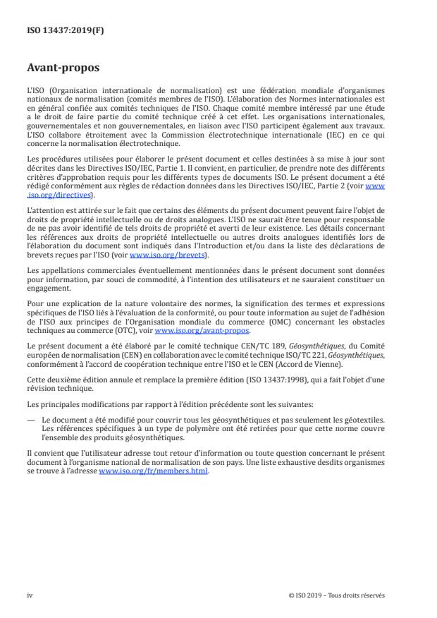 ISO 13437:2019 ISO 13437:2019 - Géosynthétiques -- Installation et prélevement d'échantillons sur le terrain pour l'évaluation de la durabilité - Page 4 preview