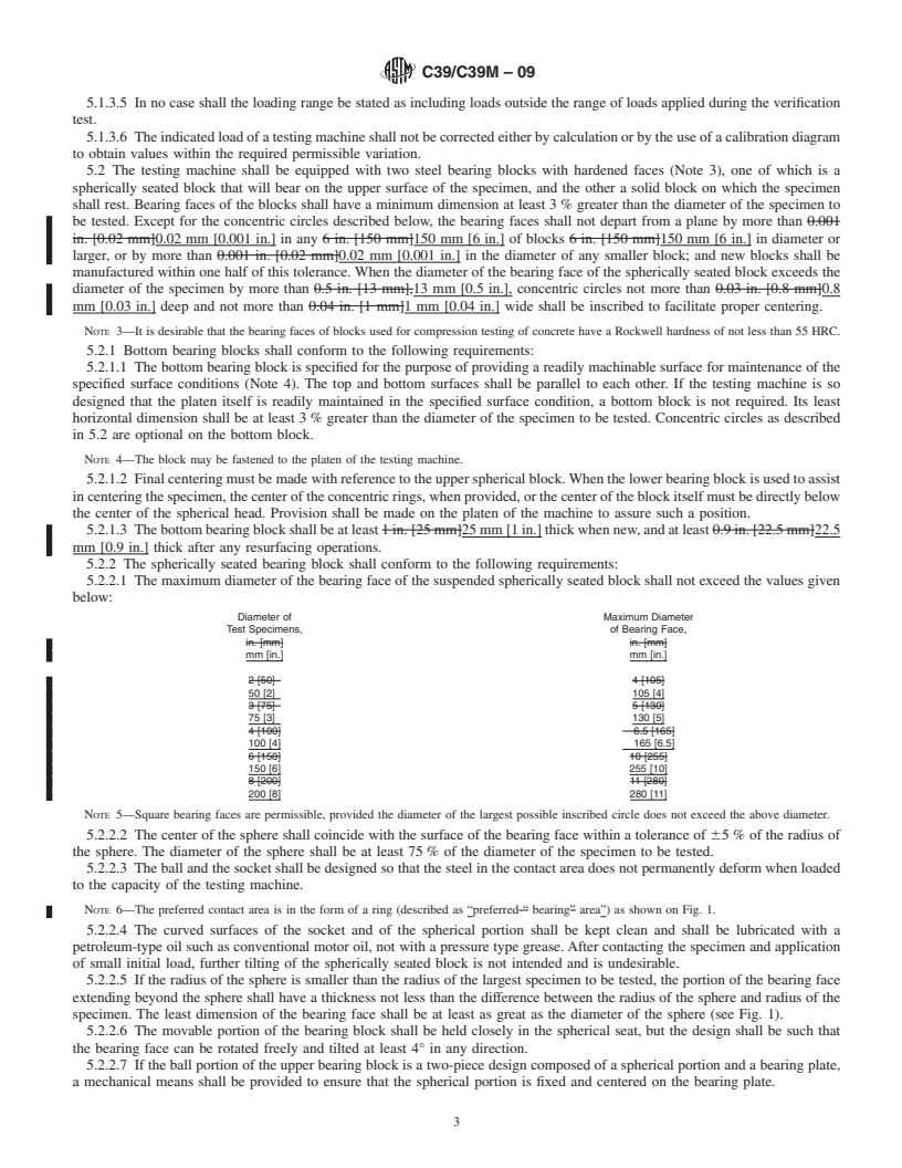 REDLINE ASTM C39/C39M-09 - Standard Test Method for  Compressive Strength of Cylindrical Concrete Specimens