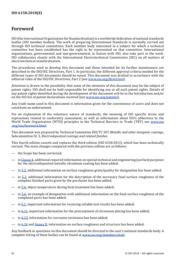 ISO 6158:2018 ISO 6158:2018 - Metallic and other inorganic coatings -- Electrodeposited coatings of chromium for engineering purposes - Page 4 preview