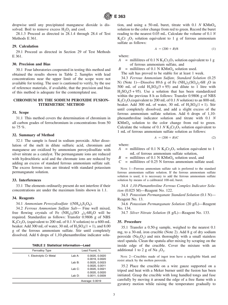 ASTM E363-83(1997)e1 - Standard Methods for Chemical Analysis of Chromium and Ferrochromium