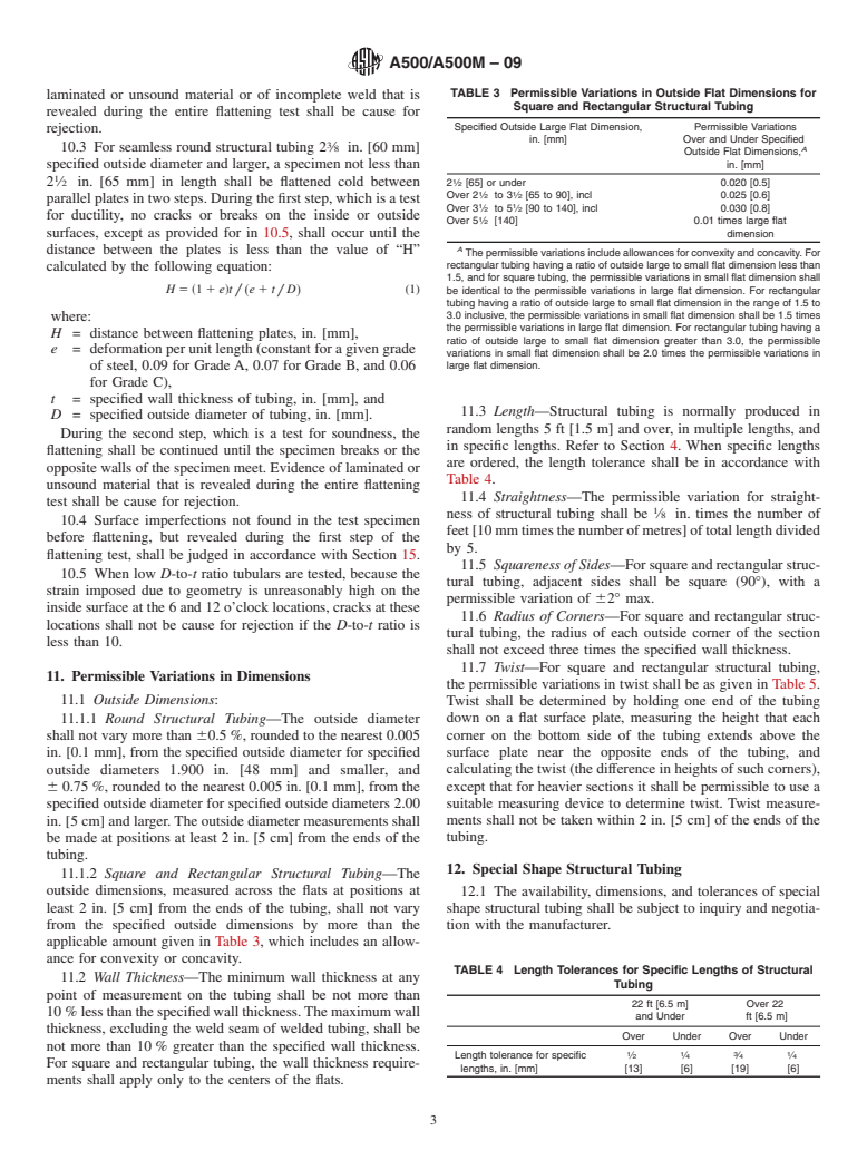 ASTM A500/A500M-09 - Standard Specification for Cold-Formed Welded and Seamless Carbon Steel Structural Tubing in Rounds and Shapes