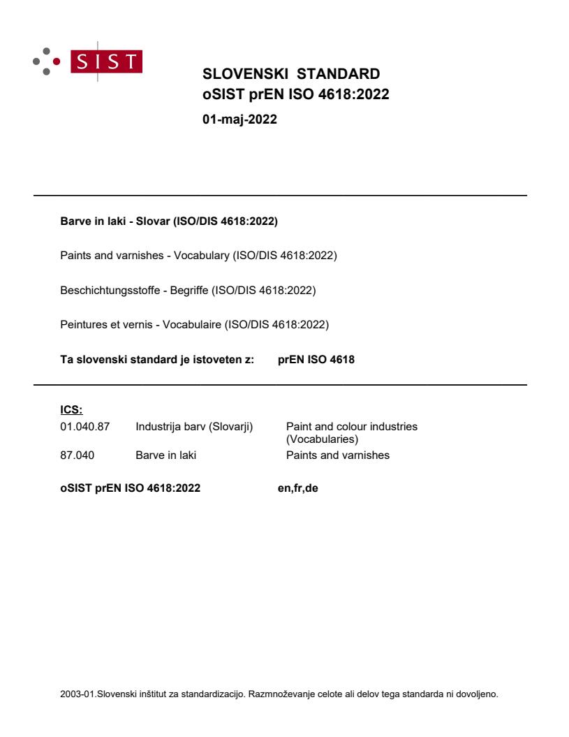 oSIST prEN ISO 4618:2022 - BARVE na PDF-str 15