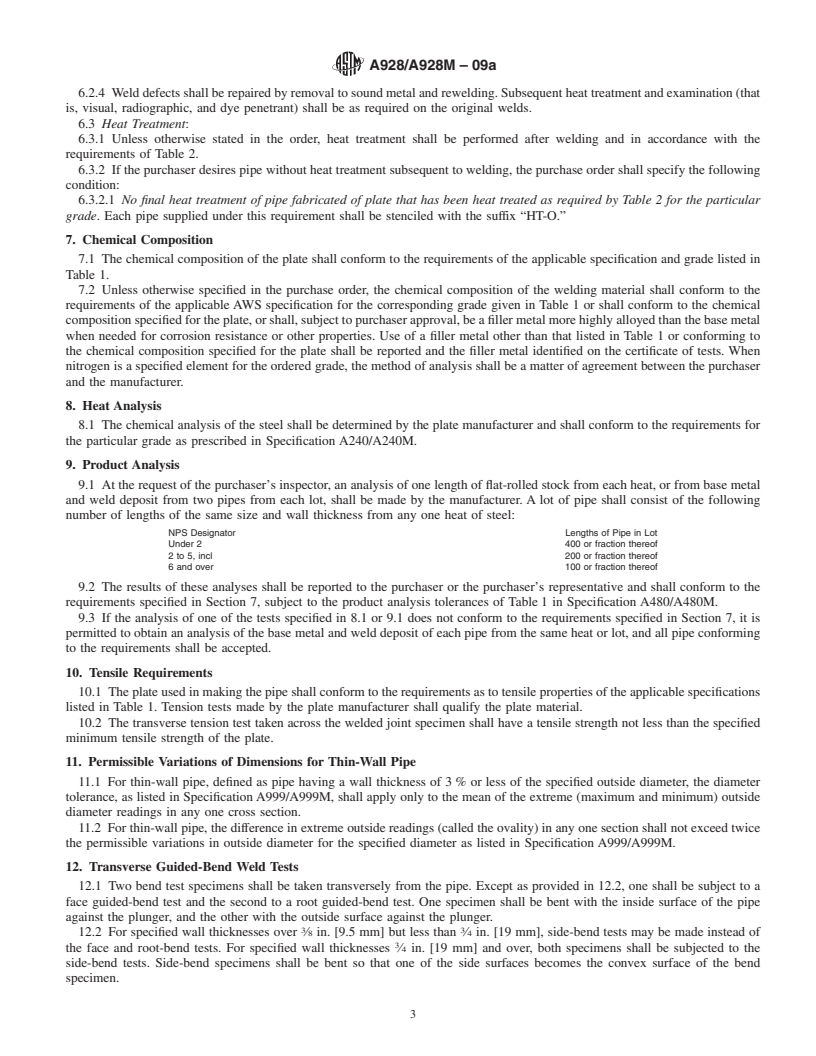 REDLINE ASTM A928/A928M-09a - Standard Specification for Ferritic/Austenitic (Duplex) Stainless Steel Pipe Electric Fusion Welded with Addition of Filler Metal