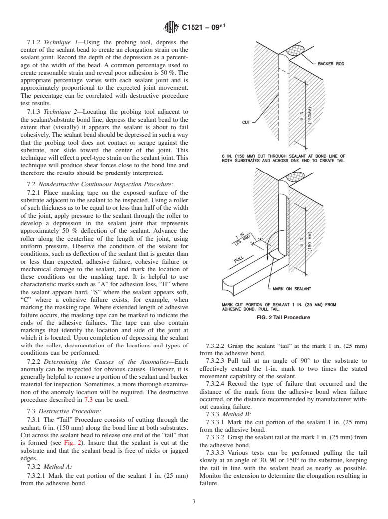 ASTM C1521-09e1 - Standard Practice for Evaluating Adhesion of Installed Weatherproofing Sealant Joints