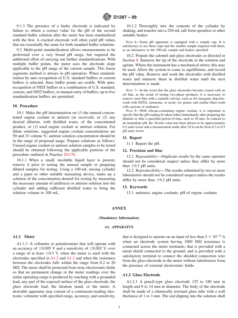 ASTM D1287-09 - Standard Test Method for pH of Engine Coolants and Antirusts