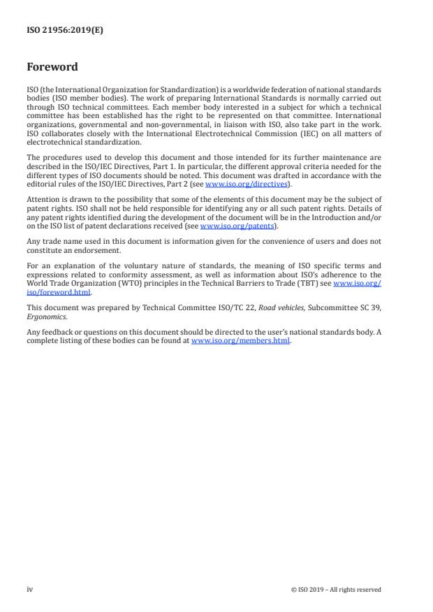 ISO 21956:2019 ISO 21956:2019 - Road vehicles -- Ergonomics aspects of transport information and control systems -- Human machine interface specifications for keyless ignition systems - Page 4 preview