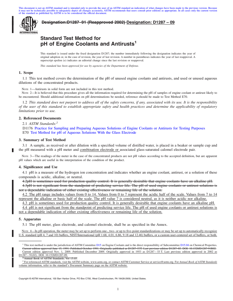 REDLINE ASTM D1287-09 - Standard Test Method for pH of Engine Coolants and Antirusts