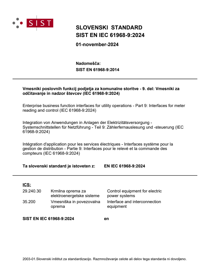 EN IEC 61968-9:2024 - BARVE