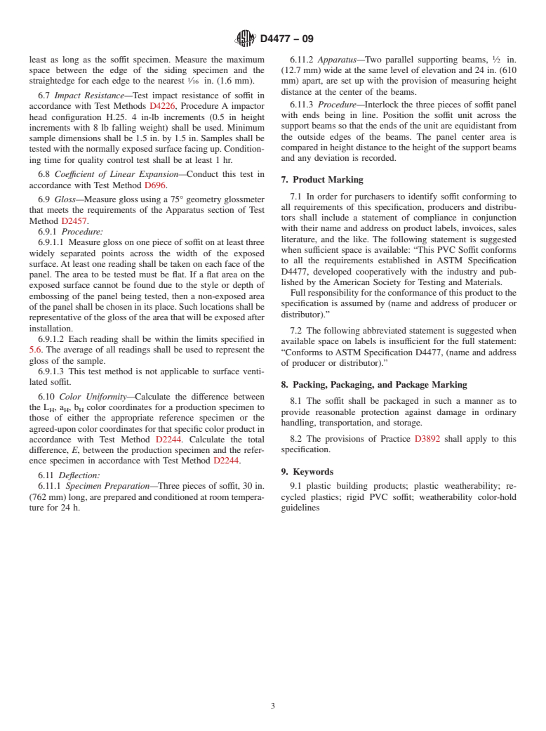 ASTM D4477-09 - Standard Specification for Rigid (Unplasticized) Poly(Vinyl Chloride) (PVC) Soffit