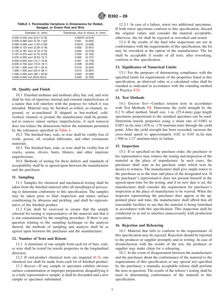 ASTM B392-09 - Standard Specification for Niobium and Niobium Alloy Bar, Rod, and Wire