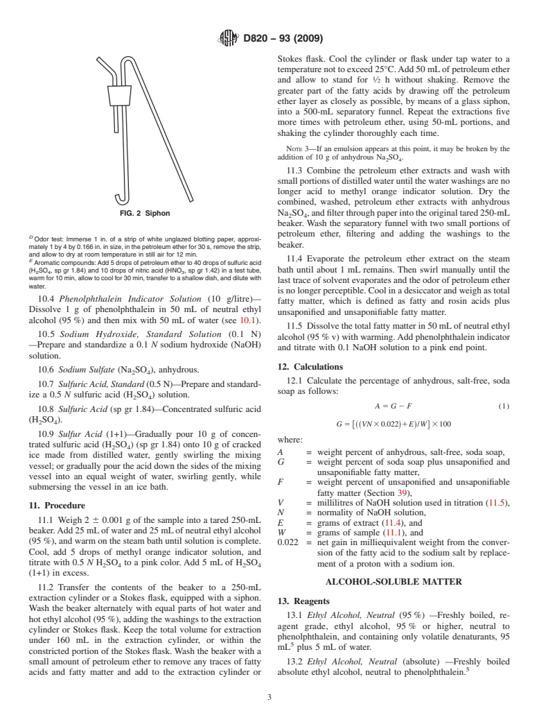 ASTM D820-93(2009) - Standard Test Methods for Chemical Analysis of Soaps Containing Synthetic Detergents