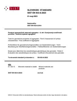 EN 933-6:2023 - Page 1 preview