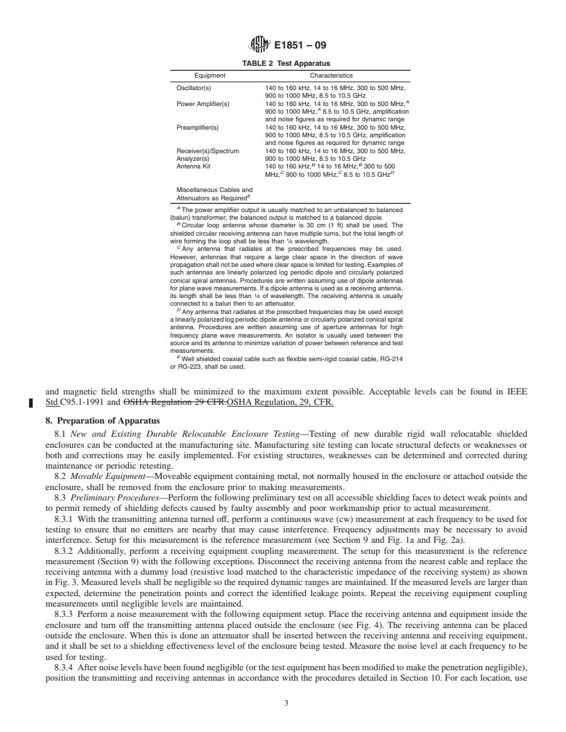 REDLINE ASTM E1851-09 - Standard Test Method for Electromagnetic Shielding Effectiveness of Durable Rigid Wall Relocatable Structures