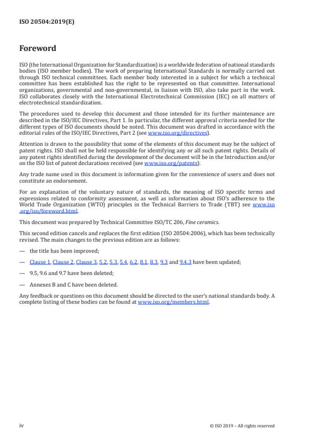 ISO 20504:2019 ISO 20504:2019 - Fine ceramics (advanced ceramics, advanced technical ceramics) -- Mechanical properties of ceramic composites at room temperature -- Determination of compressive properties - Page 4 preview