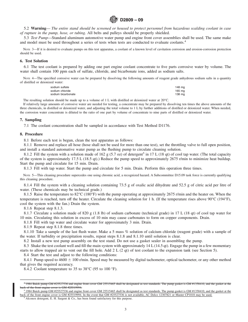 REDLINE ASTM D2809-09 - Standard Test Method for Cavitation Corrosion and Erosion-Corrosion Characteristics of Aluminum Pumps With Engine Coolants