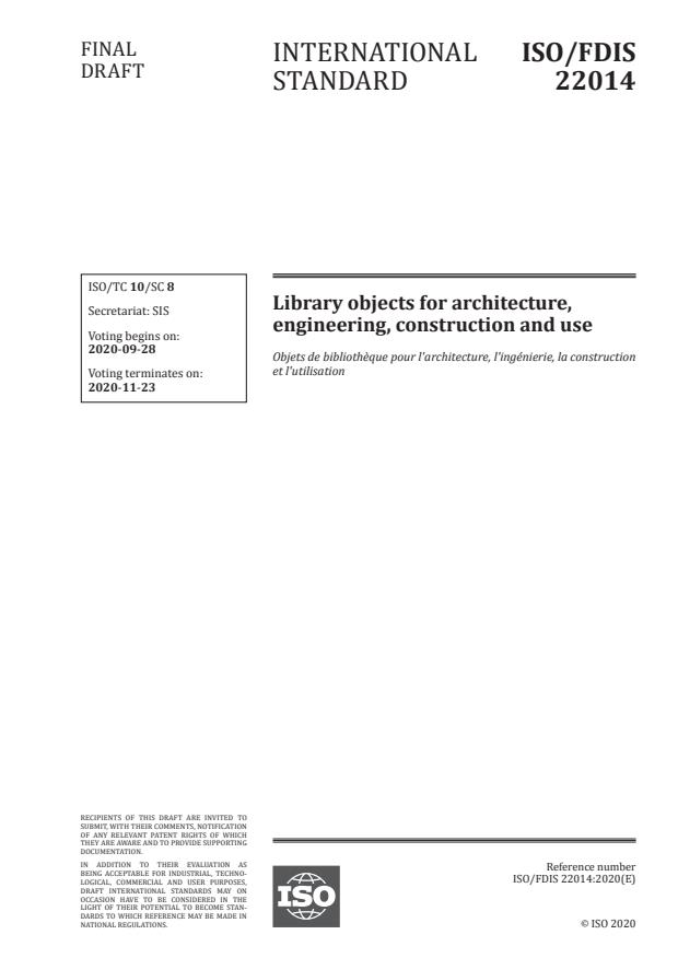 ISO/FDIS 22014 - Library objects for architecture, engineering, construction and use