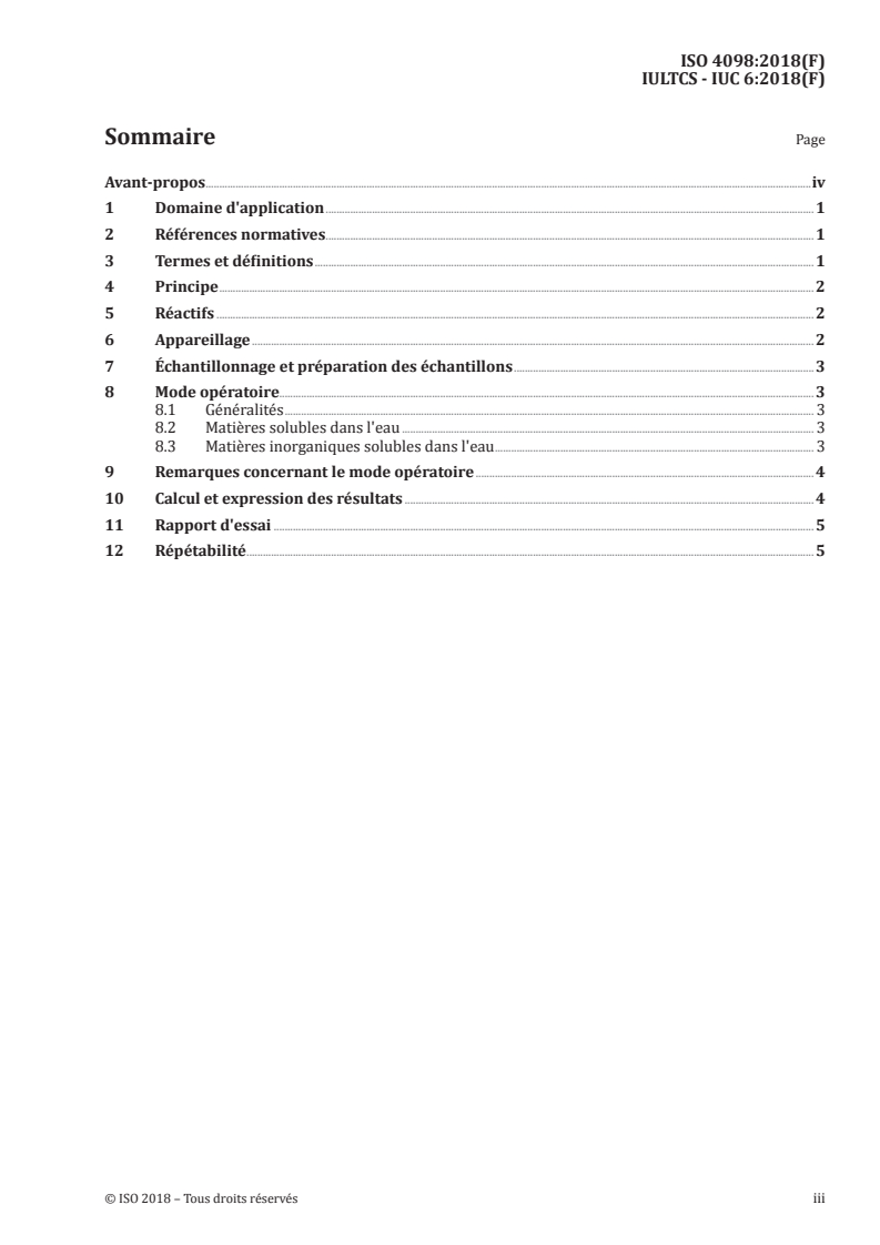 ISO 4098:2018 - Cuir — Essais chimiques — Dosage des matières solubles dans l'eau, des matières inorganiques solubles dans l'eau et des matières organiques solubles dans l'eau
Released:2/22/2018