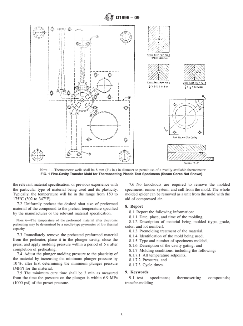 ASTM D1896-09 - Standard Practice for Transfer Molding Test Specimens of Thermosetting Compounds