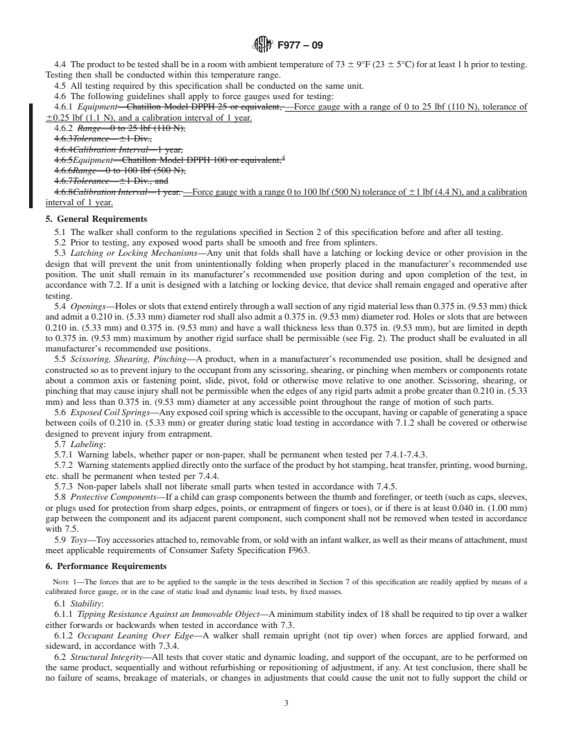 REDLINE ASTM F977-09 - Standard Consumer Safety Specification for Infant Walkers