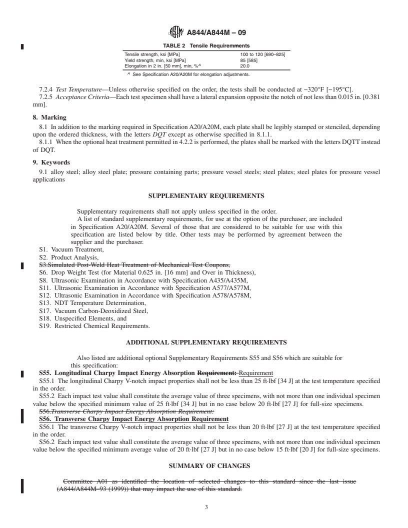 REDLINE ASTM A844/A844M-09 - Standard Specification for Steel Plates, 9 %  Nickel Alloy, for Pressure Vessels, Produced by the Direct-Quenching Process