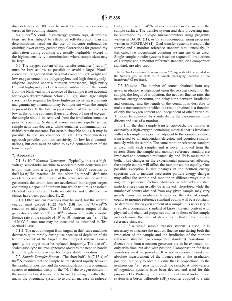 ASTM E385-90(1996) - Standard Test Method for Oxygen Content Using a 14-MeV Neutron Activation and Direct-Counting Technique