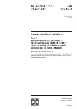 SIST ISO 12219-1:2023 ISO 12219-1:2021 - Interior air of road vehicles — Part 1: Whole vehicle test chamber — Specification and method for the determination of volatile organic compounds in cabin interiors
Released:8/31/2021 - Page 1 preview