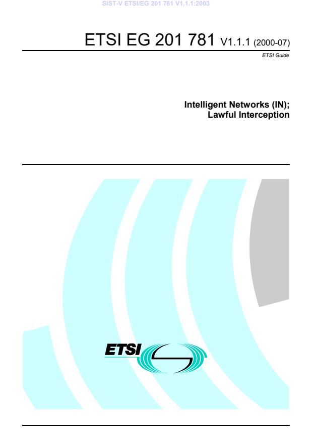 V ETSI/EG 201 781 V1.1.1:2003