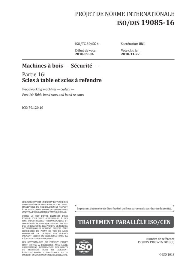 ISO/DIS 19085-16