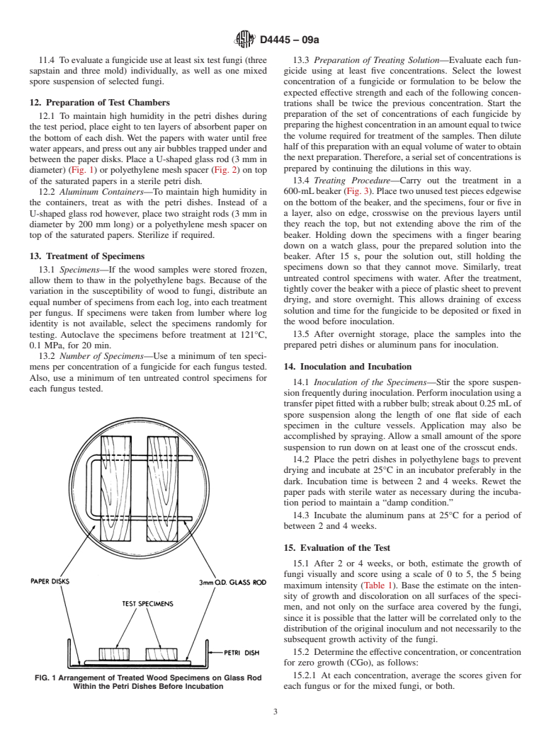 ASTM D4445-09a - Standard Test Method for Fungicides for Controlling Sapstain and Mold on Unseasoned Lumber (Laboratory Method)