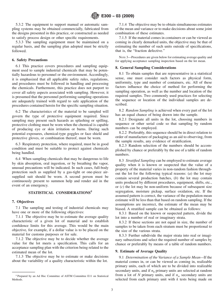 ASTM E300-03(2009) - Standard Practice for Sampling Industrial Chemicals