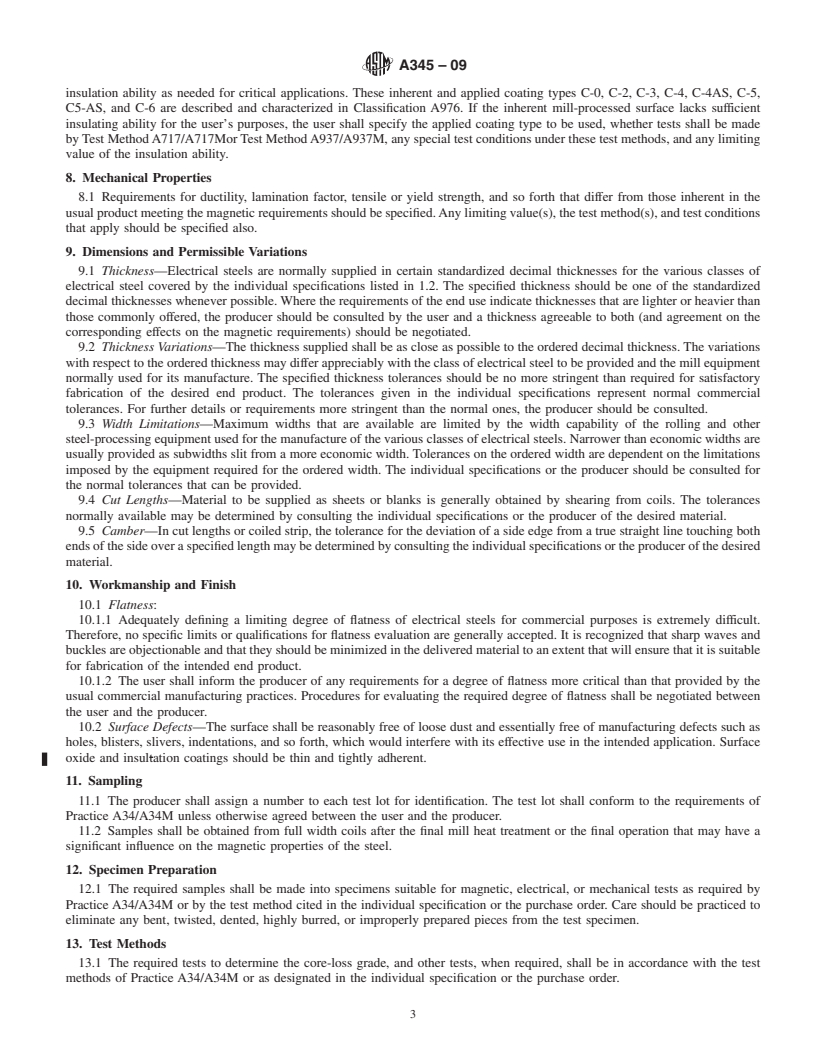 REDLINE ASTM A345-09 - Standard Specification for Flat-Rolled Electrical Steels for Magnetic Applications