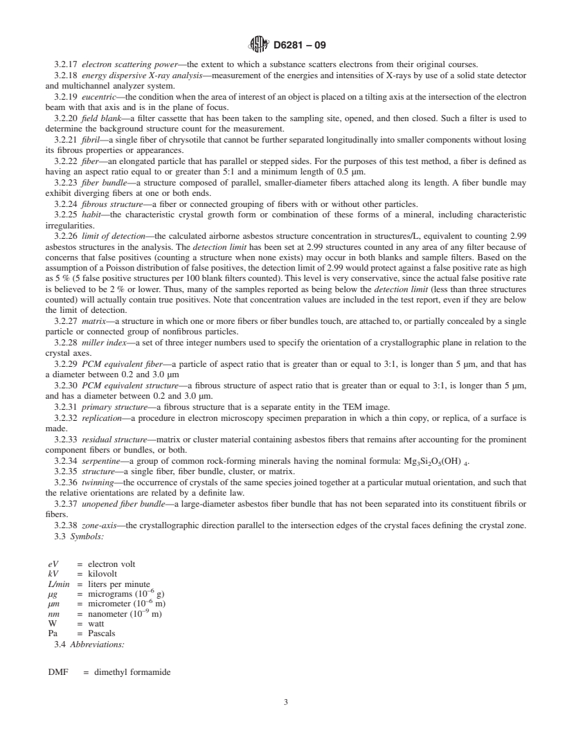 REDLINE ASTM D6281-09 - Standard Test Method for Airborne Asbestos Concentration in Ambient and Indoor Atmospheres as Determined by Transmission Electron Microscopy Direct Transfer (TEM)