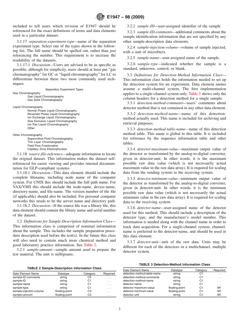 ASTM E1947-98(2009) - Standard Specification for Analytical Data Interchange Protocol for Chromatographic Data