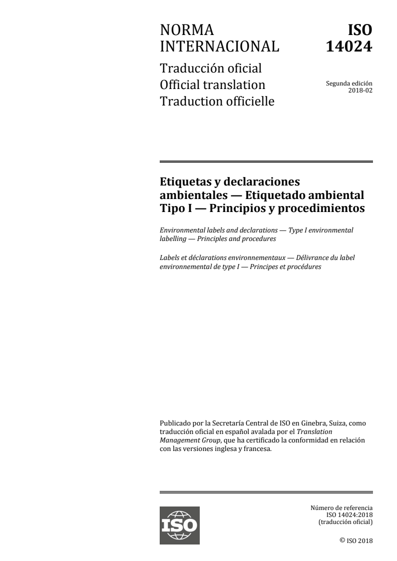 ISO 14024:2018 - Environmental labels and declarations — Type I environmental labelling — Principles and procedures
Released:8/9/2018