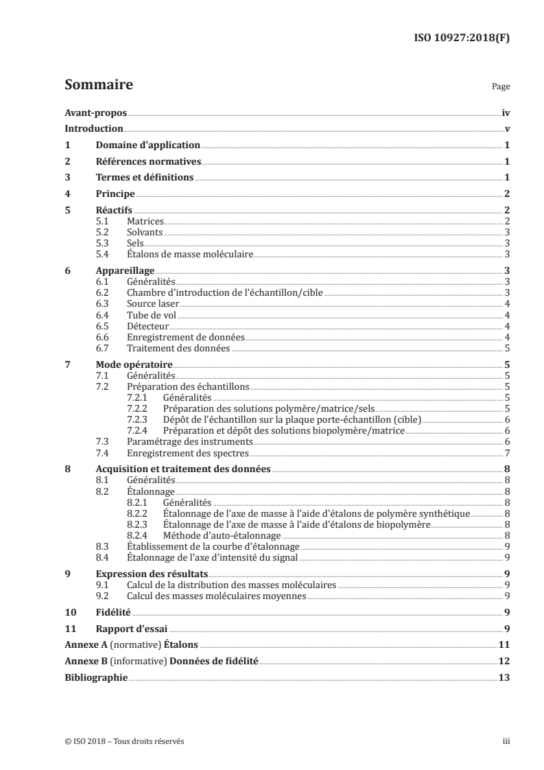 ISO 10927:2018 ISO 10927:2018 - Plastiques — Détermination de la masse moléculaire et de la distribution des masses moléculaires des polymères par spectrométrie de masse, à temps de vol, après désorption/ionisation laser assistée par matrice (SM-MALDI-TOF)
Released:6/5/2018 - Page 3 preview