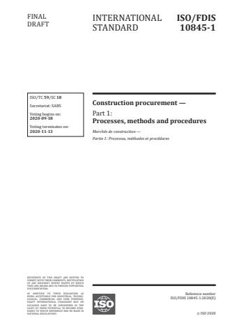 ISO/FDIS 10845-1:Version 13-okt-2020 - Construction procurement