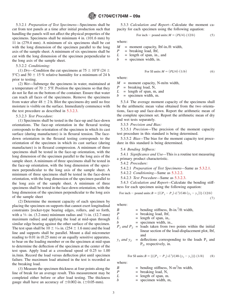 ASTM C1704/C1704M-09a - Standard Test Method for Sampling and Testing Structural Cementitious Panels