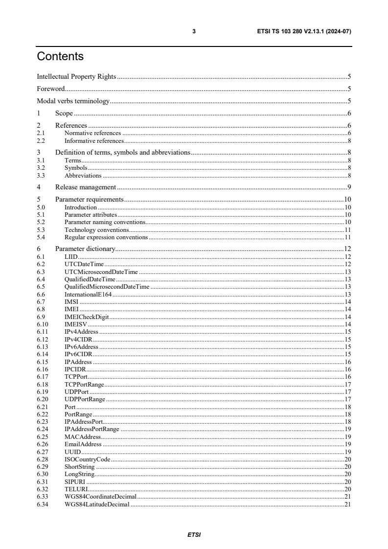 ETSI TS 103 280 V2.13.1 (2024-07) - Lawful Interception (LI); Dictionary for common parameters