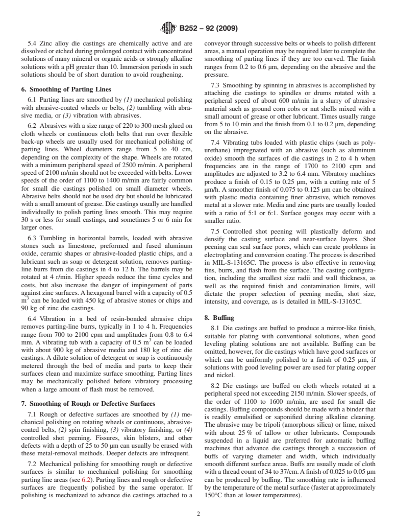 ASTM B252-92(2009) - Standard Guide for Preparation of Zinc Alloy Die Castings for Electroplating and Conversion Coatings